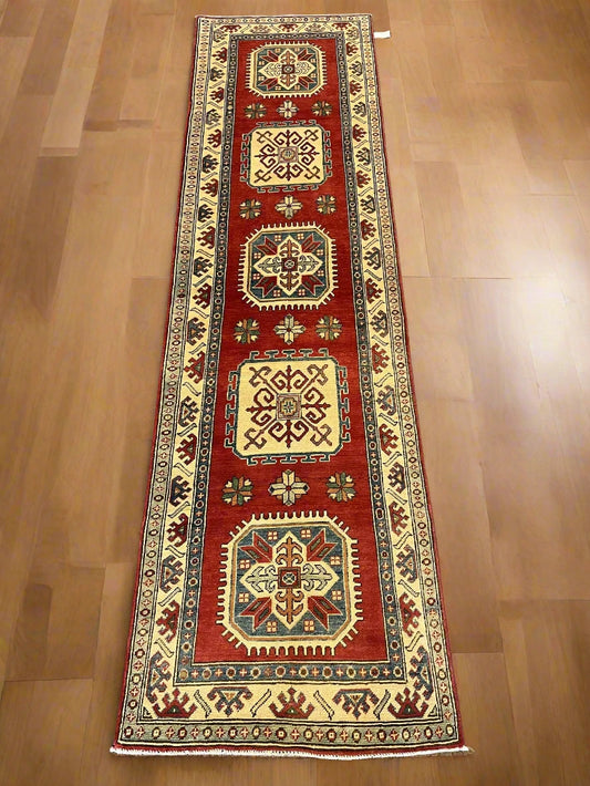 Kazak 2' 9"X10' Handmade Wool Runner Rug # 10410