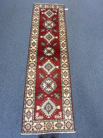 Hallway Runner 9 ft  Kazak Handmade Wool Rug # 9950