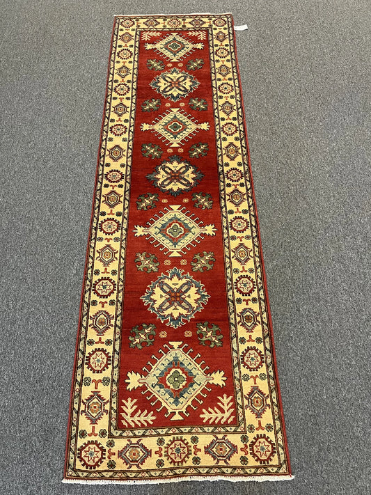 Hallway Runner 9 ft  Kazak Handmade Wool Rug # 9950