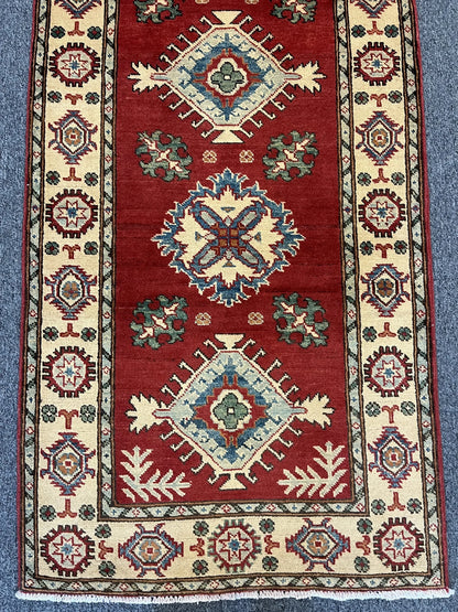 Hallway Runner 9 ft  Kazak Handmade Wool Rug # 9950