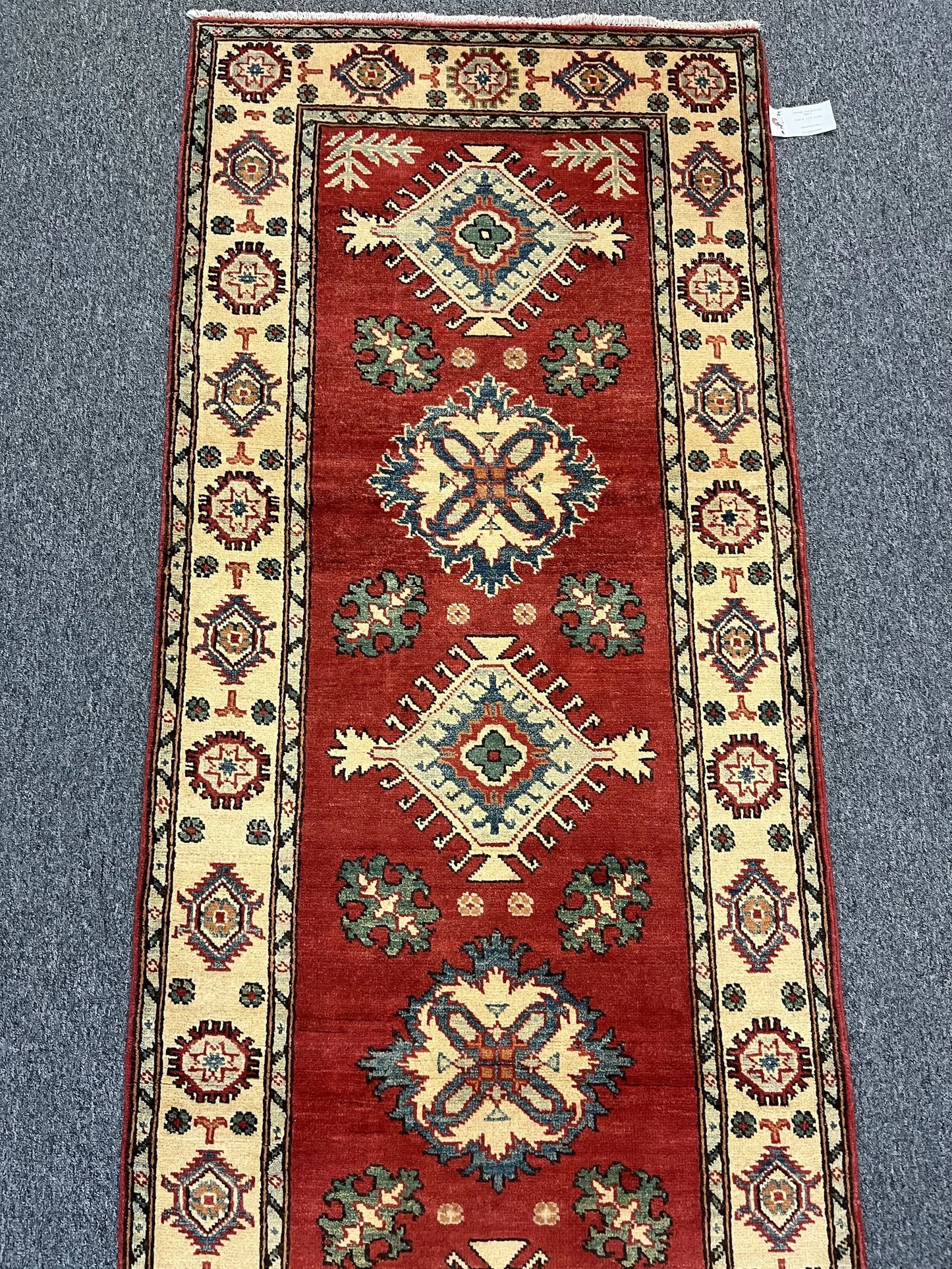 Hallway Runner 9 ft  Kazak Handmade Wool Rug # 9950