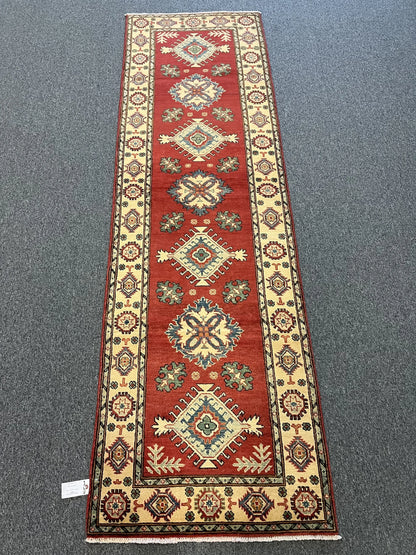 Hallway Runner 9 ft  Kazak Handmade Wool Rug # 9950