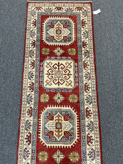 Kazak Tribal 2' 7"X10' Handmade Wool Runner Rug # 9949