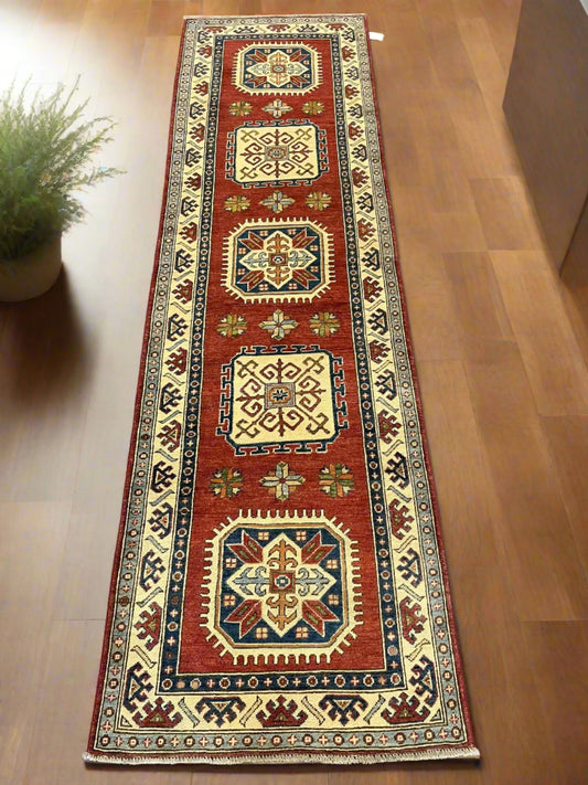 Kazak 2' 9"X10' Handmade Wool Runner Rug # 10210