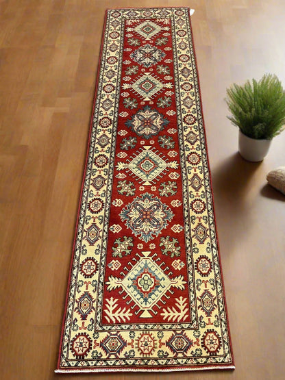 Hallway Runner 11 ft  Kazak Handmade Wool Rug # 10776