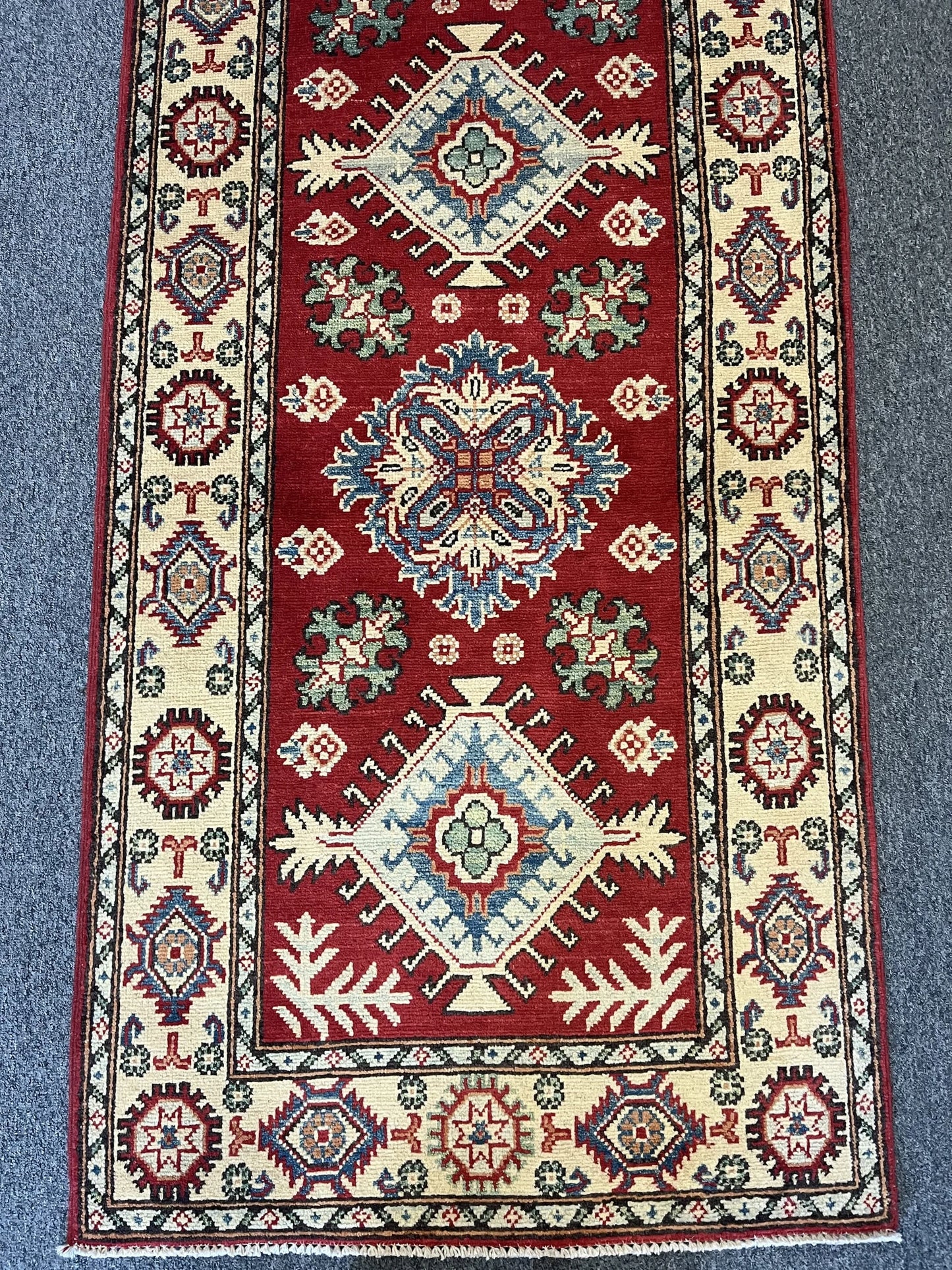 Hallway Runner 11 ft  Kazak Handmade Wool Rug # 10776