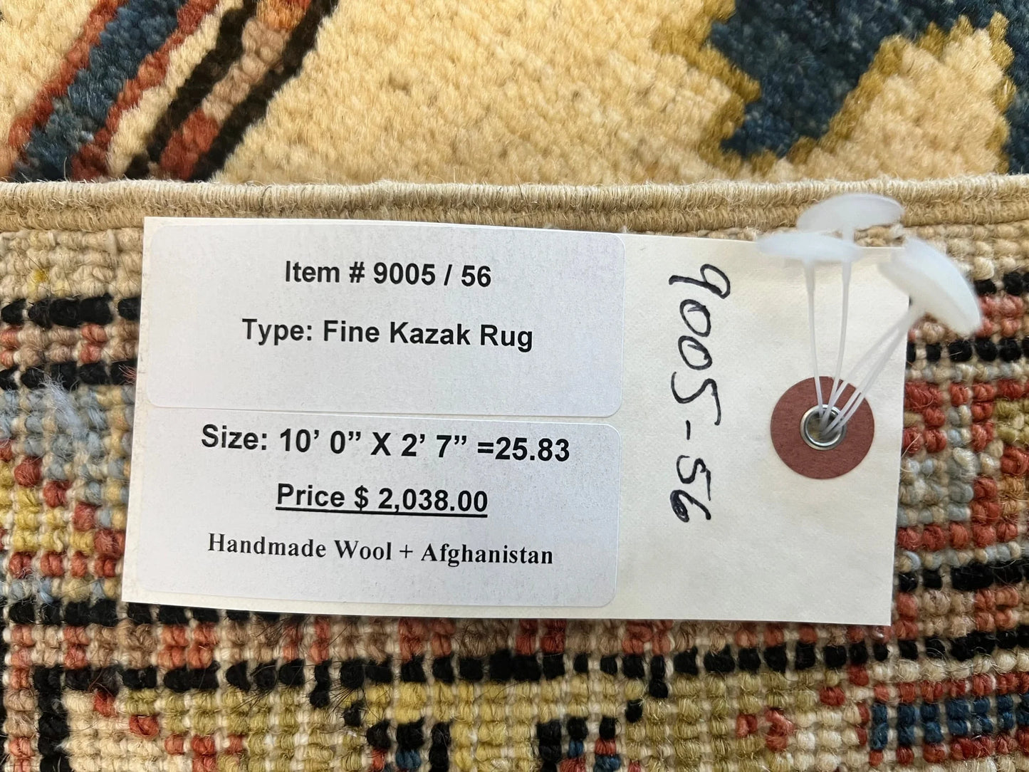 Kazak 2' 7"X10 Handmade Wool Runner Rug # 9005