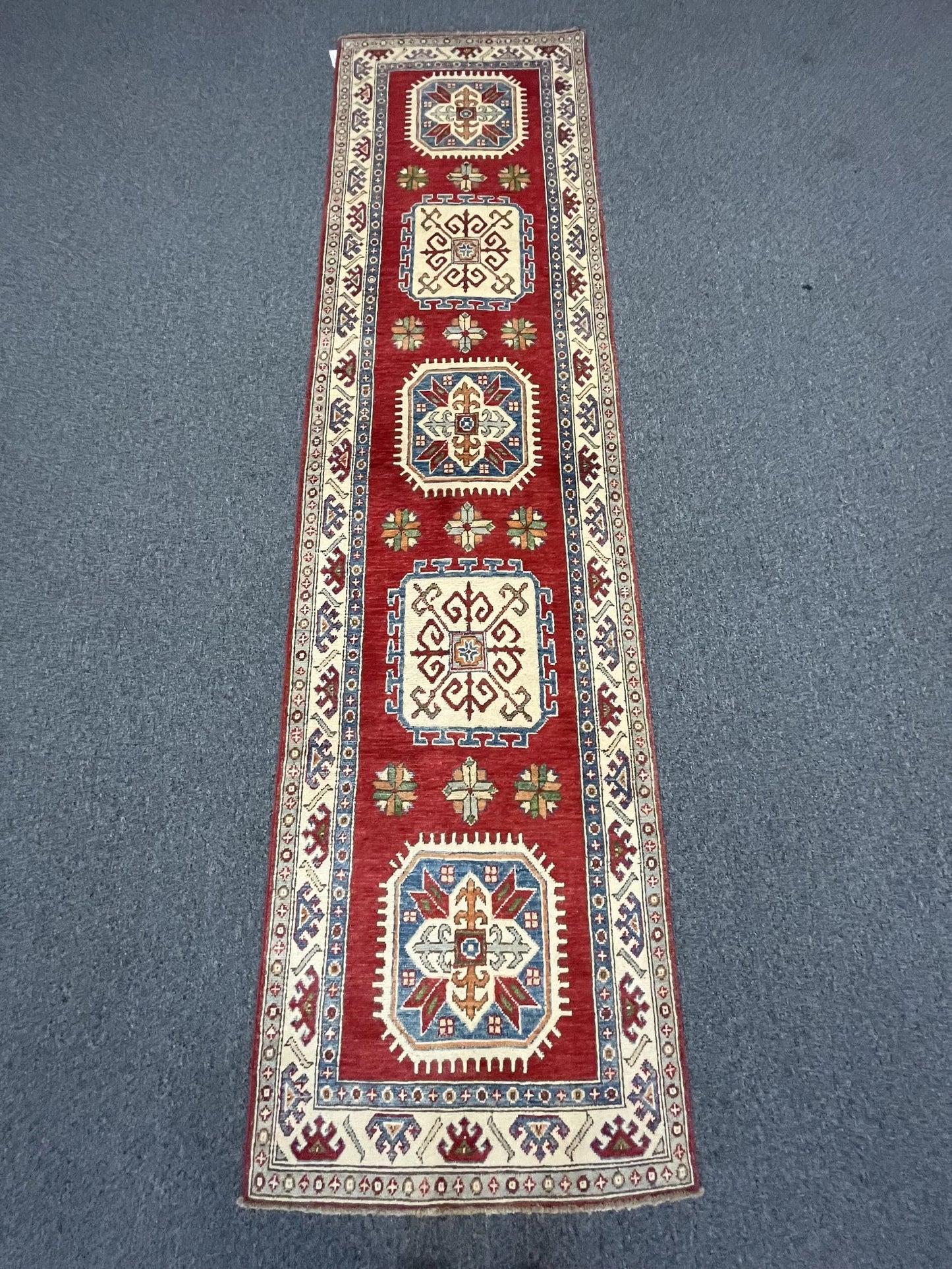 2' 8" X 10' Kazak Handmade Wool Hallway Runner # 9939