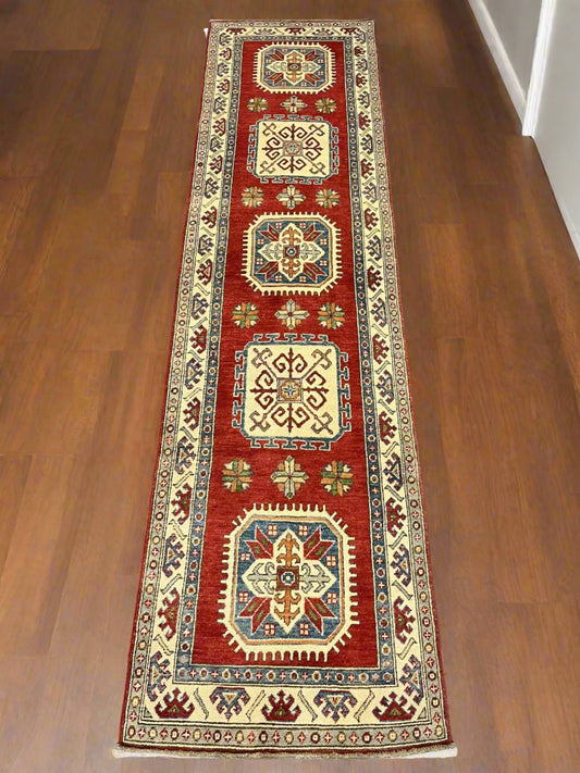 2' 8" X 10' Kazak Handmade Wool Hallway Runner # 9939