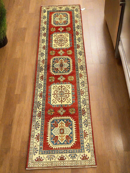 Kazak 2' 9"X10' Handmade Wool Runner Rug # 9944