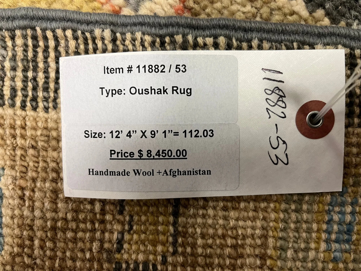 Oushak Charcoal/Ivory 9X12 Handmade Wool Rug # 11882