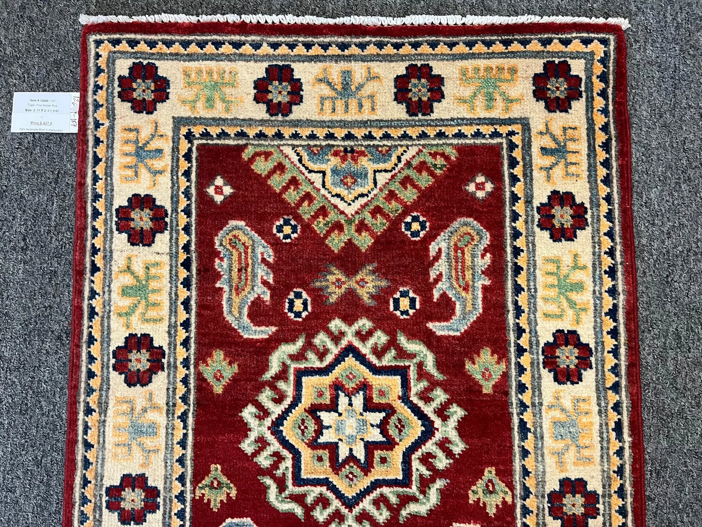 2' X 3' Fine Kazak Handmade Wool Rug # 12649
