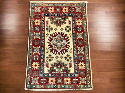 2' X 3' Fine Kazak Handmade Wool Rug # 12627