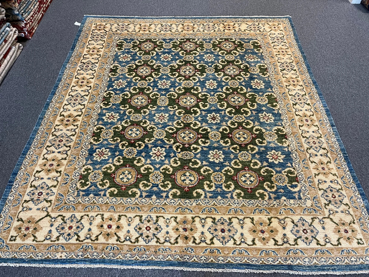 Oushak Light Blue/Beige 8X10 Handmade Wool Rug # 11206