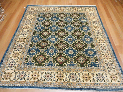 Oushak Light Blue/Beige 8X10 Handmade Wool Rug # 11206