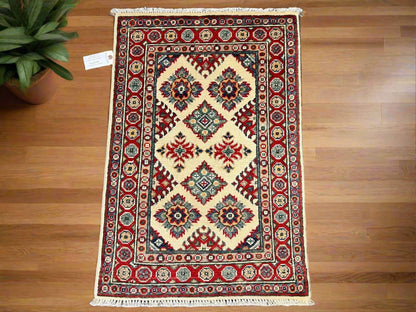 2' X 3' Fine Kazak Handmade Wool Rug # 12692