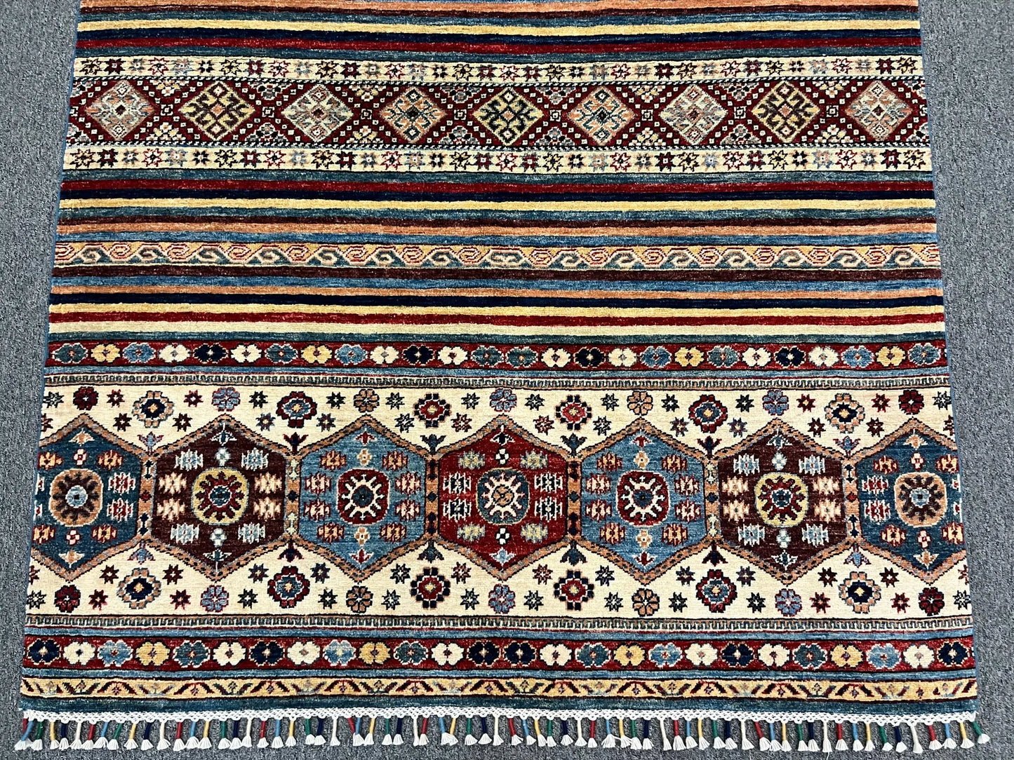 Khorjin Multicolor 5X7 Handmade Wool Rug # 11291