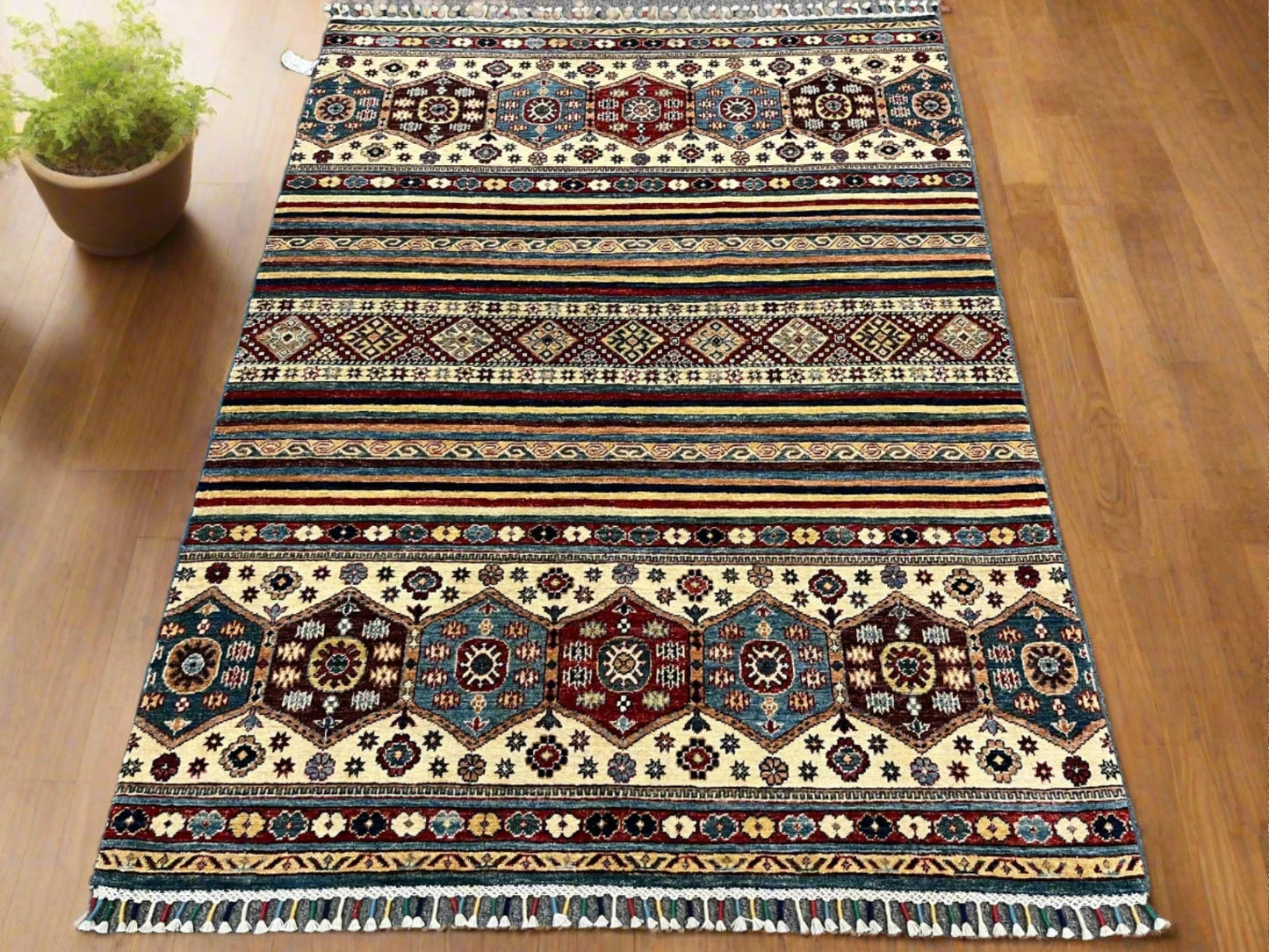 Khorjin Multicolor 5X7 Handmade Wool Rug # 11291