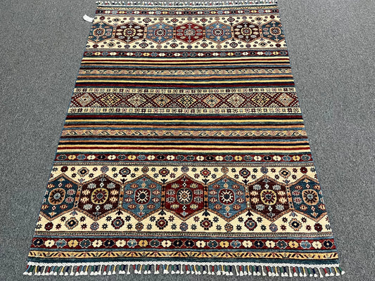 Khorjin Multicolor 5X7 Handmade Wool Rug # 11291
