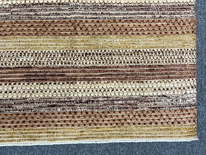 8X10 Striped Natural Wool Color Handmade Rug # 11247