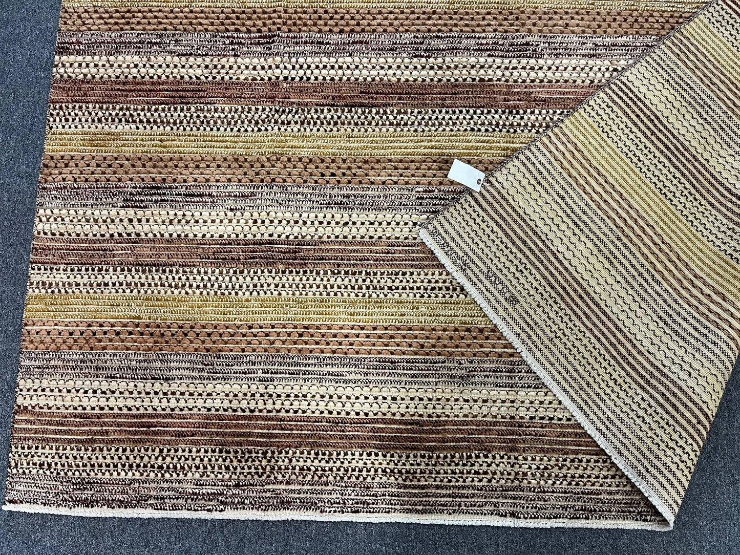 8X10 Striped Natural Wool Color Handmade Rug # 11247