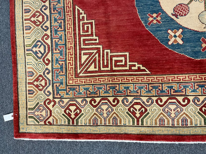 Red/Orange 9X12 Kazak Handmade Wool Rug # 10161