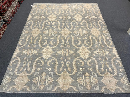 Light blue/Ivory Oushak 9X12 Handmade Wool Rug # 10680