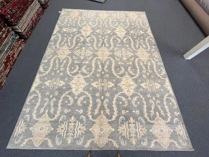 Light blue/Ivory Oushak 9X12 Handmade Wool Rug # 10680