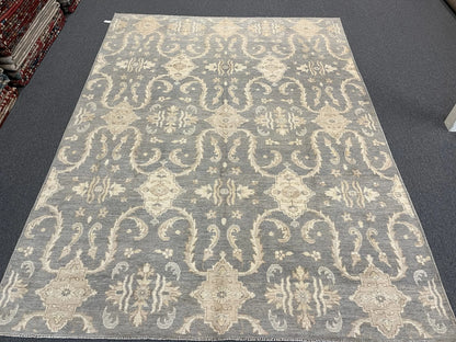 Light blue/Ivory Oushak 9X12 Handmade Wool Rug # 10680