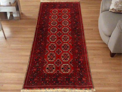 3X7 Afghan Turkmen Waziri Handmade Wool Rug # 11892