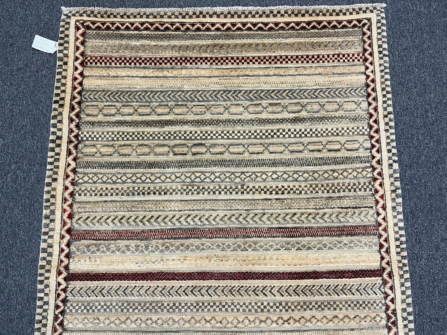 Striped Modern Multicolor 4X6 Handmade Wool Rug # 11190