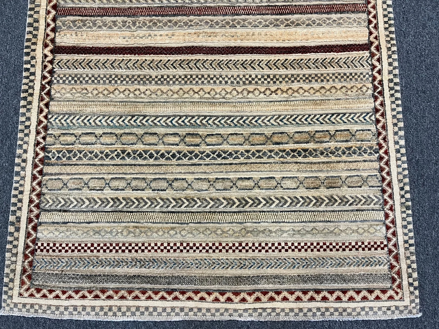 Striped Modern Multicolor 4X6 Handmade Wool Rug # 11190