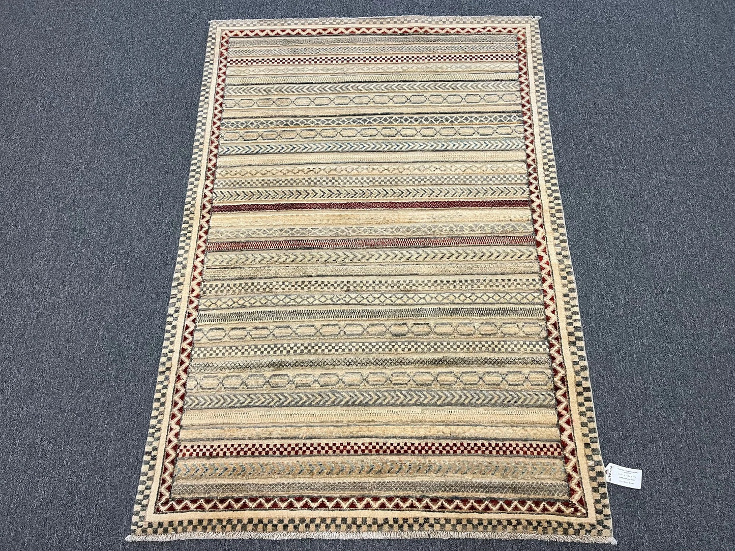 Striped Modern Multicolor 4X6 Handmade Wool Rug # 11190