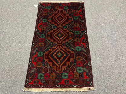 One of a Kind Afghan Baluch 4X6 Handmade Wool Rug # 8468