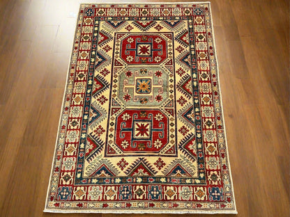 Kazak Multicolor 4X6 Handmade Wool Rug # 9910