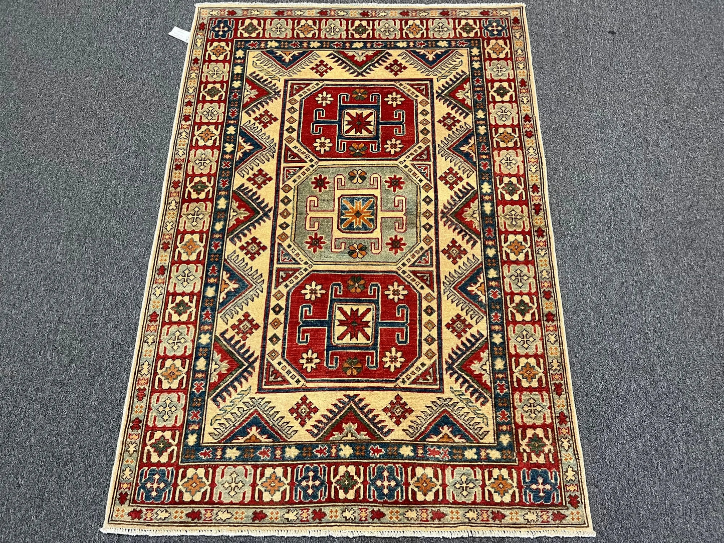 Kazak Multicolor 4X6 Handmade Wool Rug # 9910