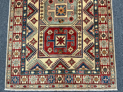 Kazak Multicolor 4X6 Handmade Wool Rug # 9910