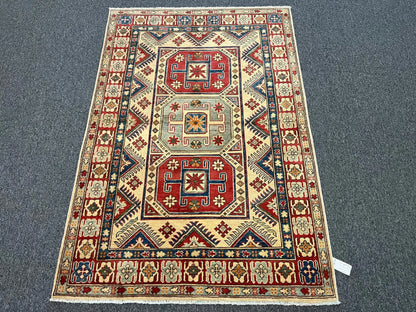 Kazak Multicolor 4X6 Handmade Wool Rug # 9910