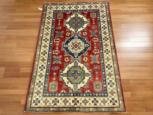 Kazak Multicolor 4X6 Handmade Wool Rug # 9439