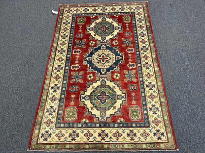 Kazak Multicolor 4X6 Handmade Wool Rug # 9439