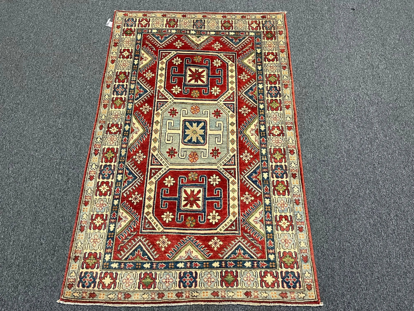 Kazak Multicolor 4X6 Handmade Wool Rug # 9499