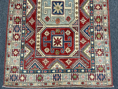 Kazak Multicolor 4X6 Handmade Wool Rug # 9499