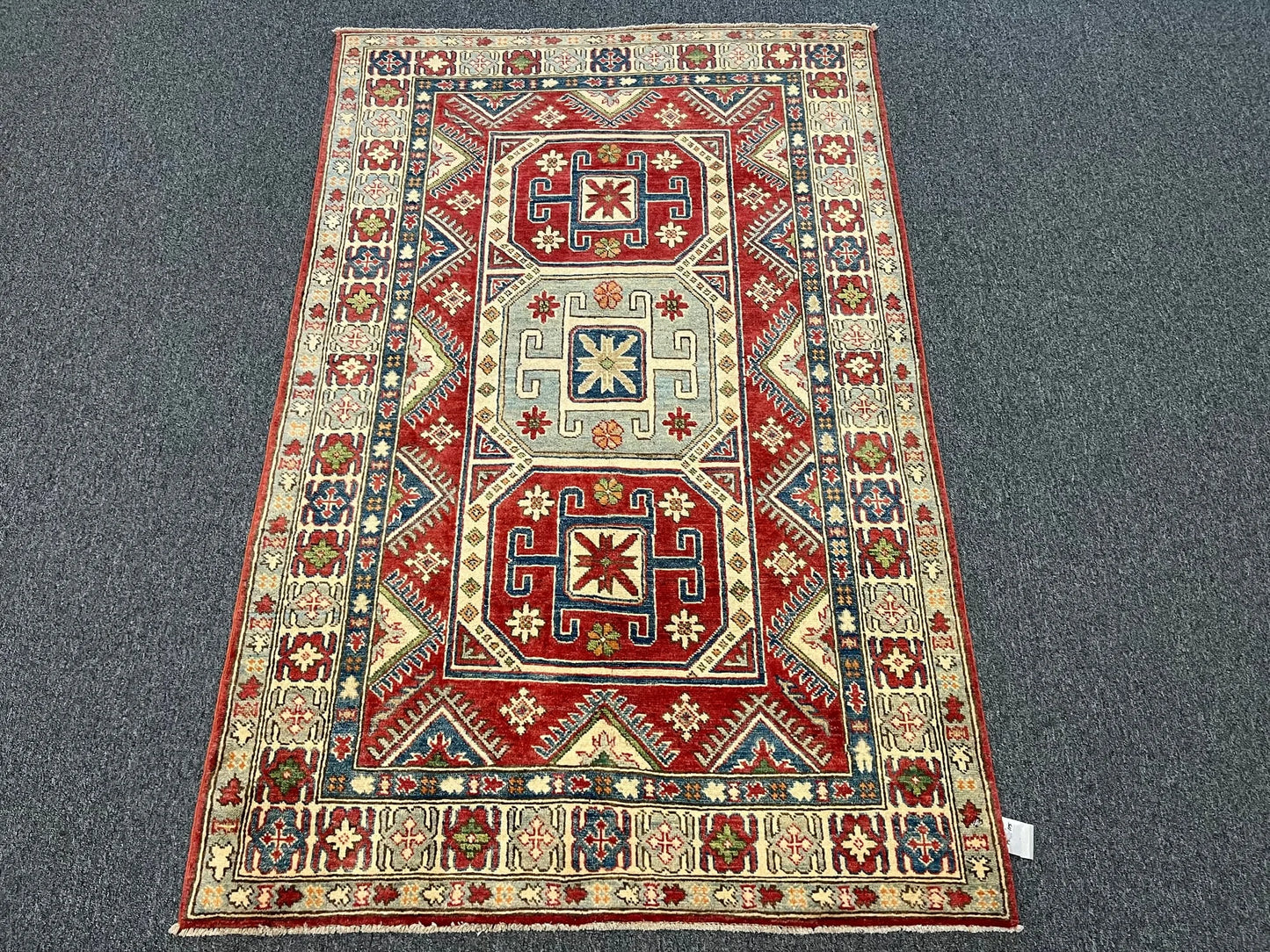 Kazak Multicolor 4X6 Handmade Wool Rug # 9499