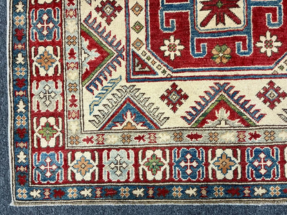 4X6 Hand knotted Kazak Tribal Wool Rug # 9889