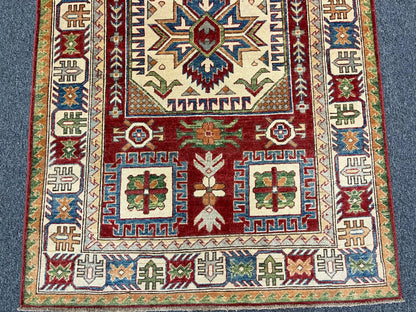 4X6 Hand knotted Kazak Tribal Wool Rug # 9903