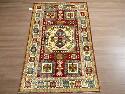 4X6 Hand knotted Kazak Tribal Wool Rug # 9903