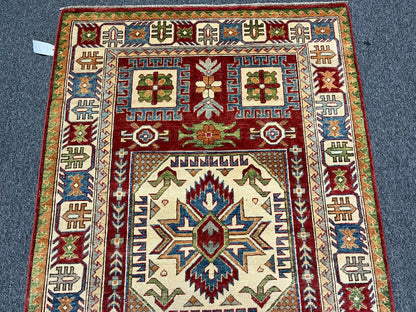 4X6 Hand knotted Kazak Tribal Wool Rug # 9903