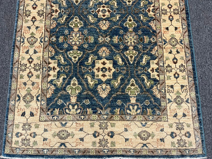 Oushak Ziegler Blue 4X6 Handmade Wool Rug # 10477