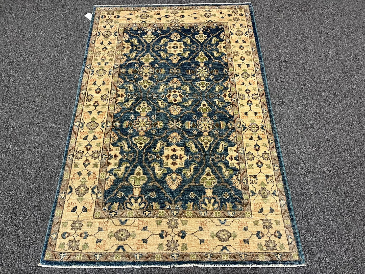 Oushak Ziegler Blue 4X6 Handmade Wool Rug # 10477