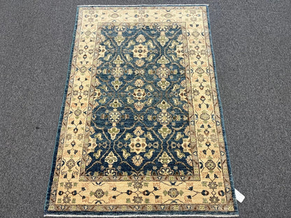 Oushak Ziegler Blue 4X6 Handmade Wool Rug # 10477